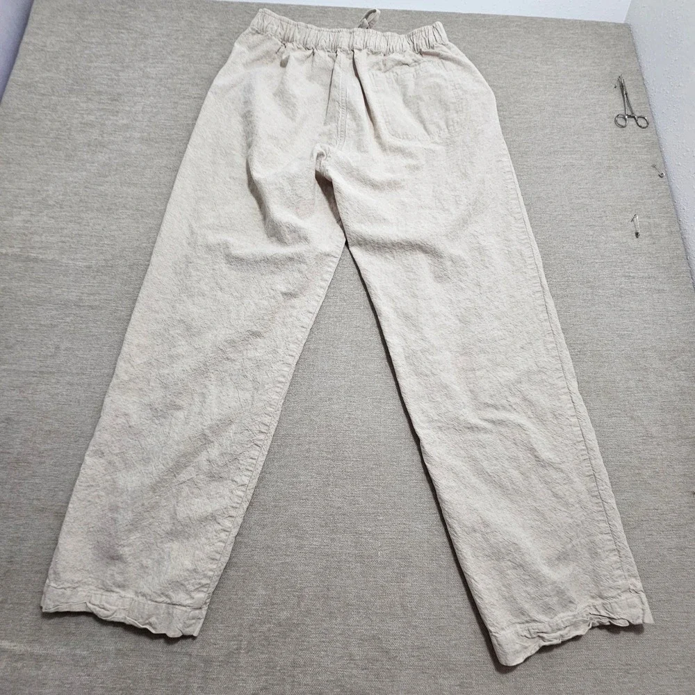 Havanera Co Pants Mens Large Beige Linen Cotton Drawstring Relaxed Beach Trouser